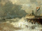 Andreas Achenbach Sturm an der Kuste oil on canvas